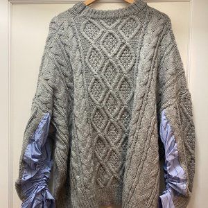 Grey Shirt Combo Knit Pullover